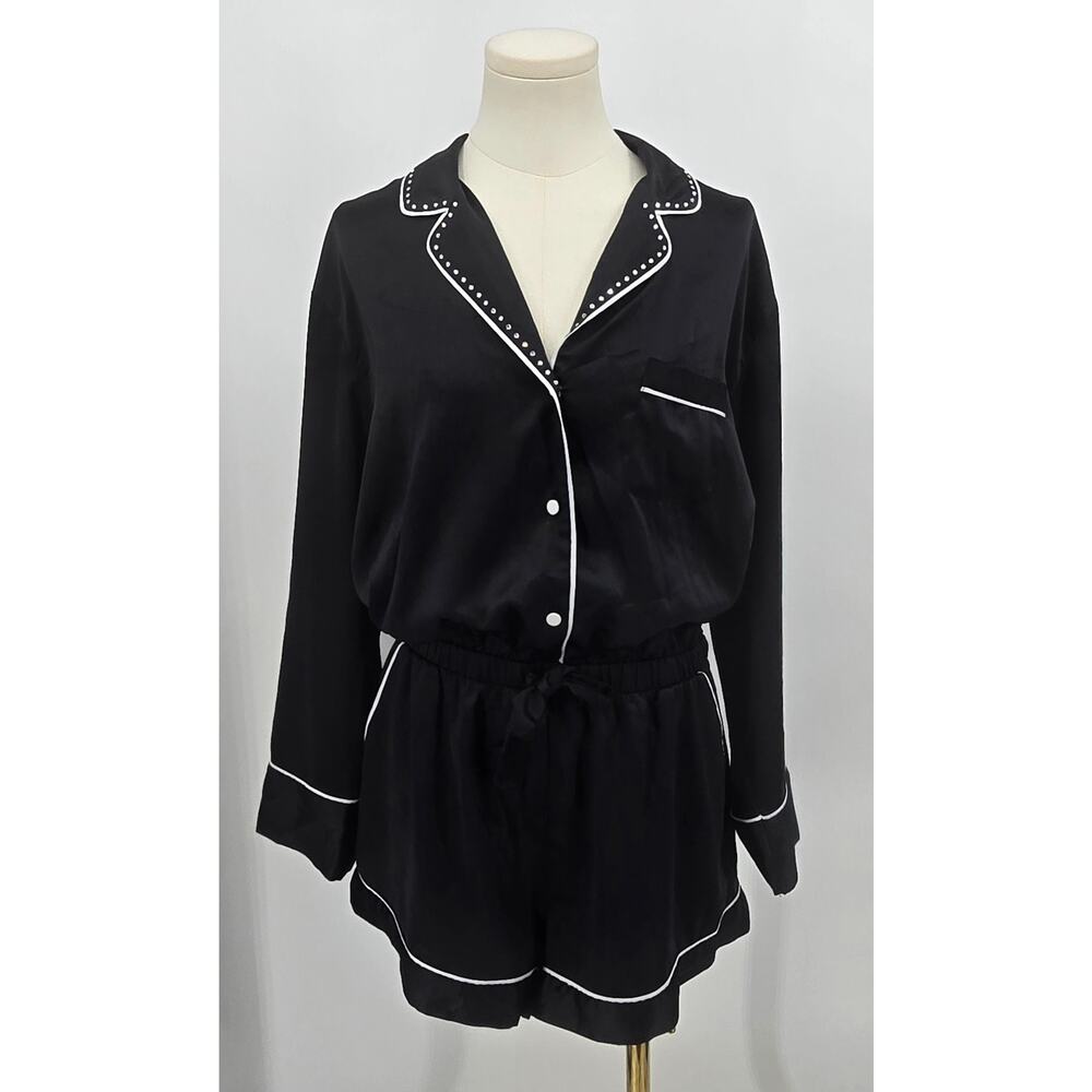Victoria’s Secret‎ Satin Pajama Romper - Y2k Barbiecore Rhinestones